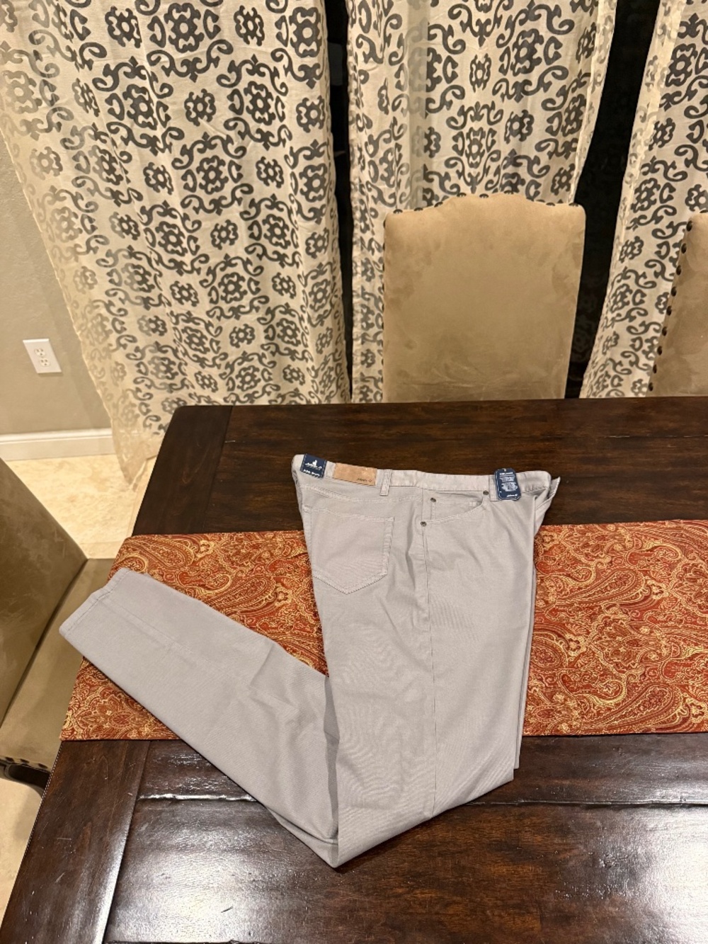 Johnnie-O Men's Size 34x34 Gray Atlas Stretch 5-Pocket Pant MSRP $148